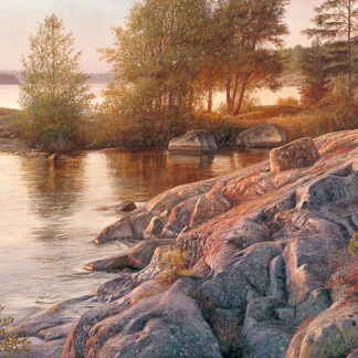 Oljemålning på Ängsö klippor, skapad av Lars Ahlberg