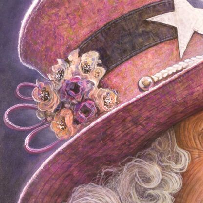 Detail of the acrylic painting Queen, showing the hat by Lars Ahlberg