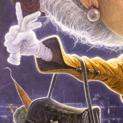 Detail of the acrylic painting Queen, showing the arm and hands by Lars Ahlberg