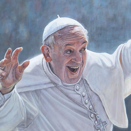 Detalj från målningen "Påven möter gud"